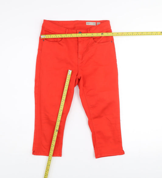 Womens UK Size M VERO MODA Slim Fit Cropped Red Jeans