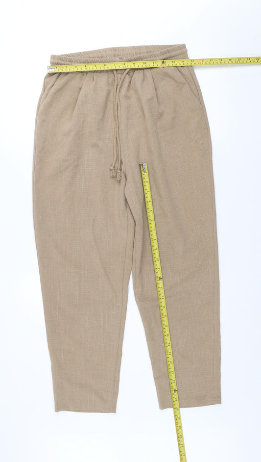 Womens UK Size 12 PRETTYLITTLETHING Relaxed Fit Casual Travel Workwear Beige Tro