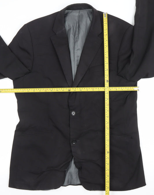 Brook Taverner Men's Black Wool Blend 42R Classic Two-Button Blazer