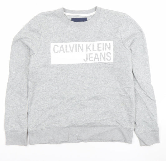 Womens UK Size S Calvin Klein Jeans Grey Pullover Sweatshirt