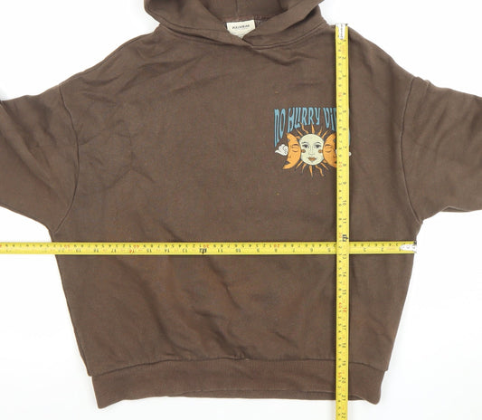 Womens UK Size XS Pull & Bear Brown Pullover Hoodie