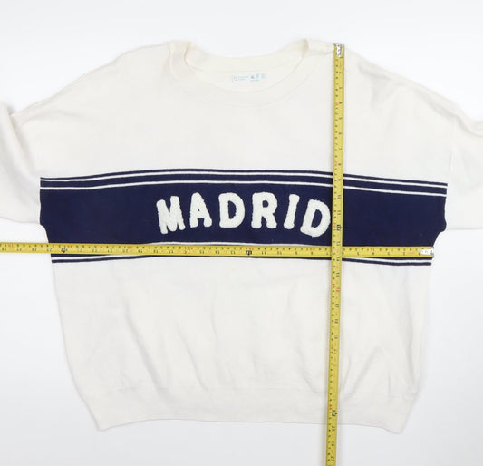 Primark Women’s White Madrid Pullover Jumper XL Crew Neck Knit
