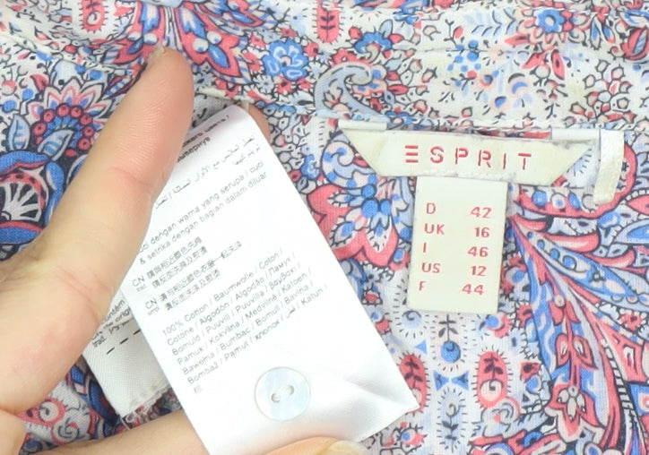 Esprit Womens Multicoloured Paisley Cotton Sleeveless Tunic Blouse Size 16
