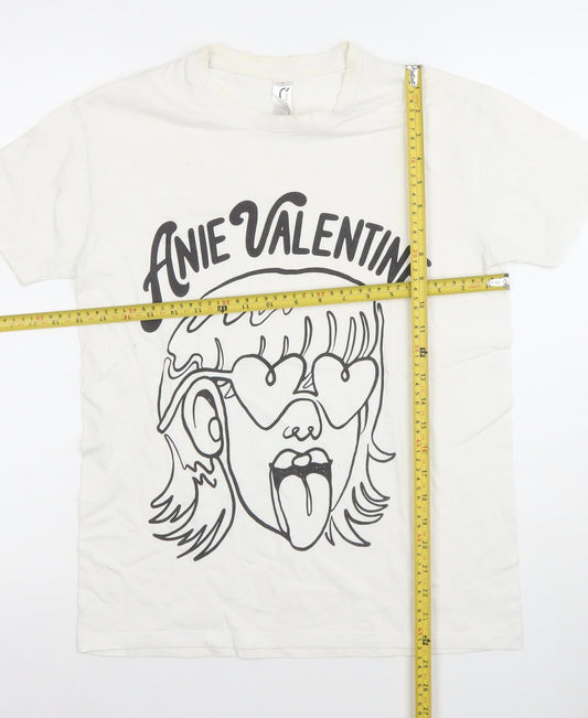 SOL'S Men's White Anie Valentine Graphic Print Cotton T-Shirt Size S