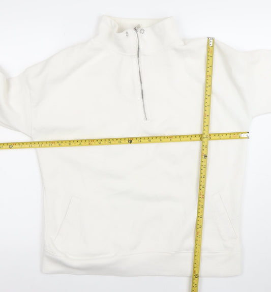 Primark Womens White XS 1/2 Zip Fleece Sweatshirt Pullover