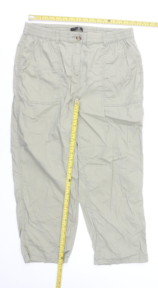 Dunnes Stores Women’s Beige Cotton Capri Trousers Size 14