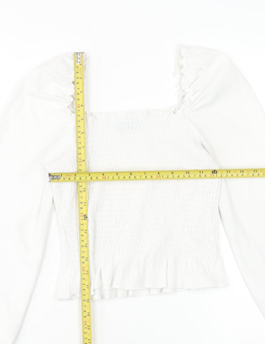 Womens UK Size 10 New Look White Tunic Blouse