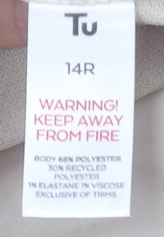 Tu Women’s Beige Pinstripe Tailored Straight Trousers Size 14R