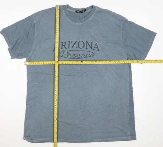 Boohoo Women's Blue Arizona Print Cotton T-Shirt Size 12