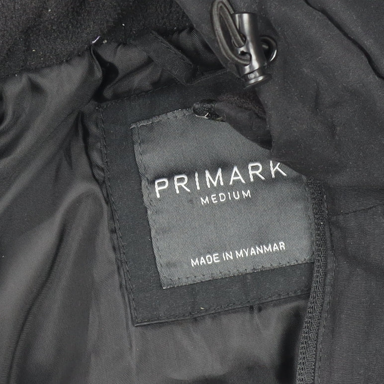 Primark Men’s Black Hooded Parka Jacket Medium Regular Fit