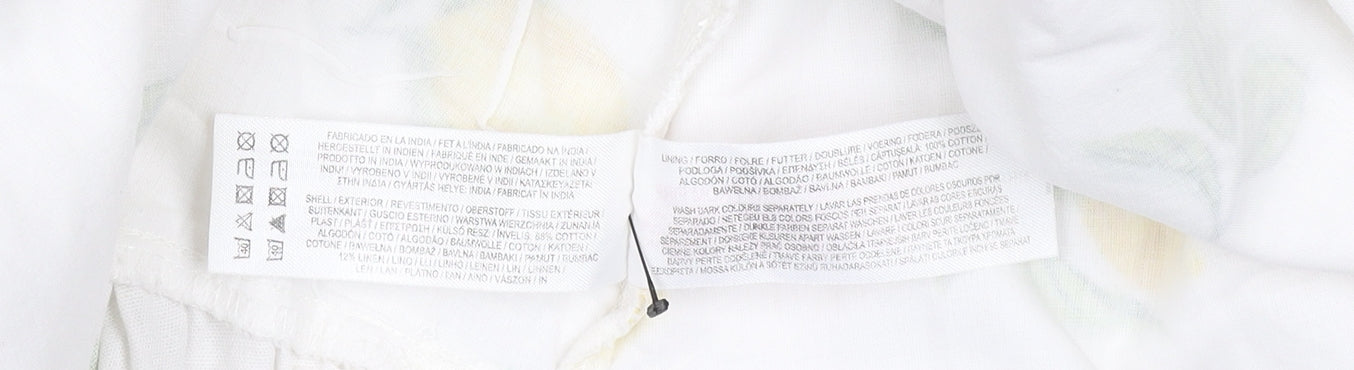 Primark Women's White Lemon Print Wrap Midi Dress Size 8