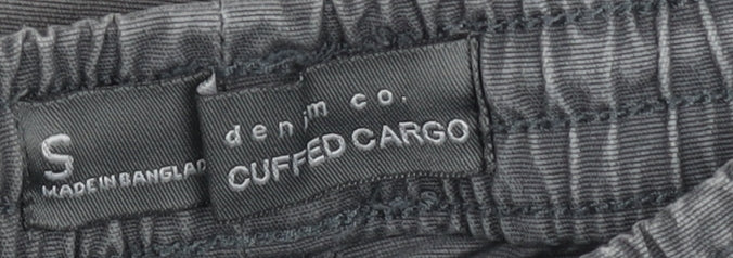 Denim Co. Men's Grey Cargo Cuffed Jogger Trousers Size S