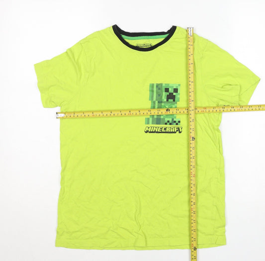 Boys UK Size 13-14 Years Minecraft Green Basic T-Shirt
