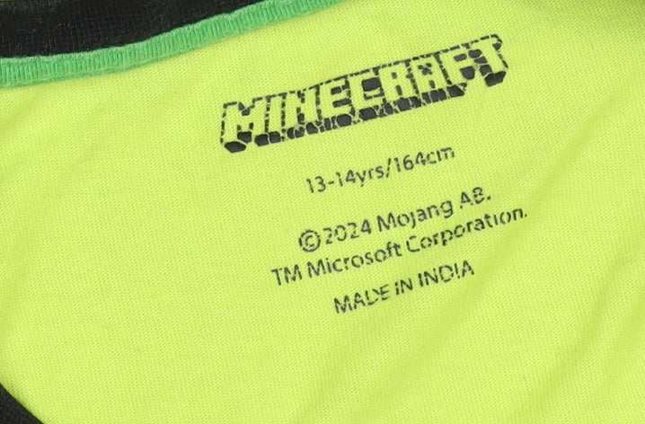 Boys UK Size 13-14 Years Minecraft Green Basic T-Shirt