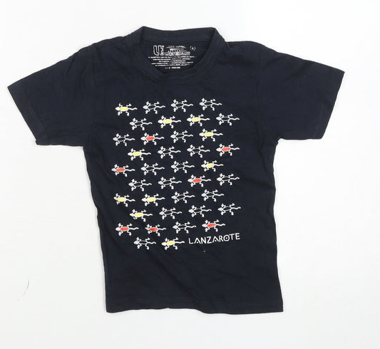 Boys UK Size 6 Years Lanzatextil Black Basic T-Shirt