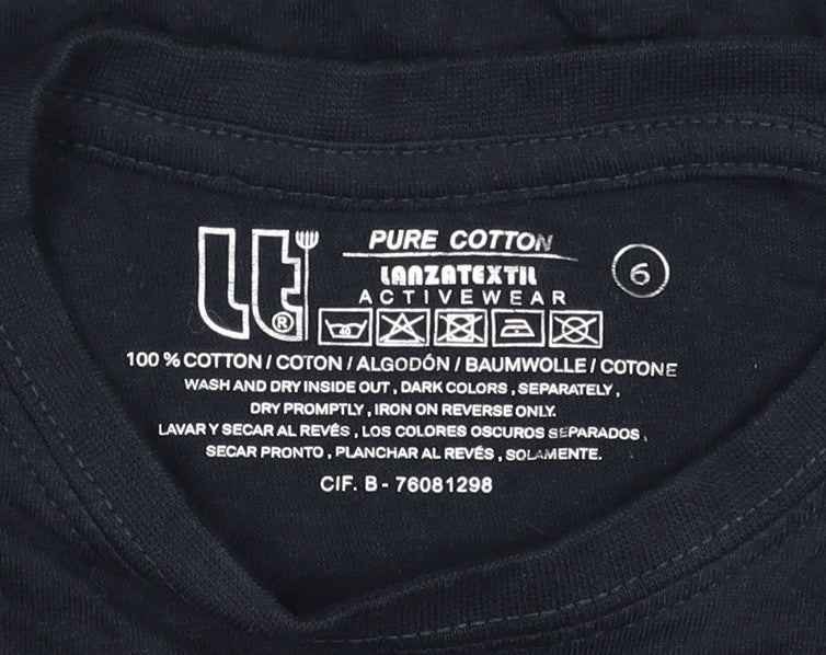 Boys UK Size 6 Years Lanzatextil Black Basic T-Shirt