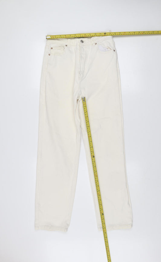 Primark Women Ivory Straight Jeans Size 8 Regular Fit Denim