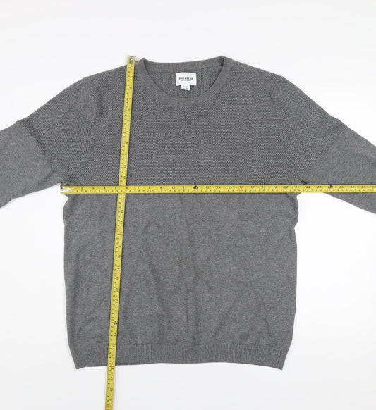 Pull & Bear Men's Grey Cotton Crew Neck Jumper Size L