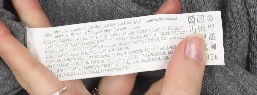 Pull & Bear Men's Grey Cotton Crew Neck Jumper Size L