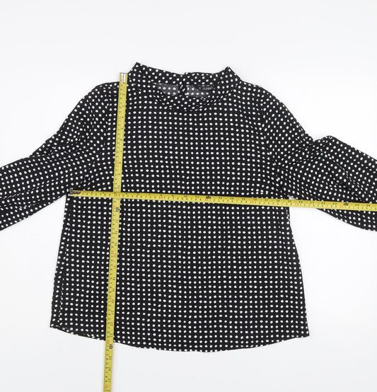 Dunnes Women's Black Polka Dot Long Sleeve Blouse Size 14