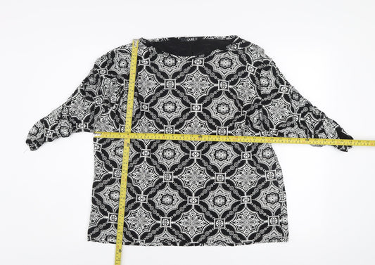 QUIZ Women's Black White Geometric Tunic Blouse Size 16