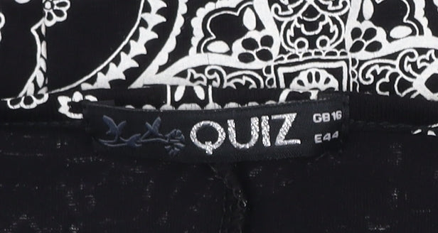 Womens UK Size 16 Quiz Black Tunic Blouse
