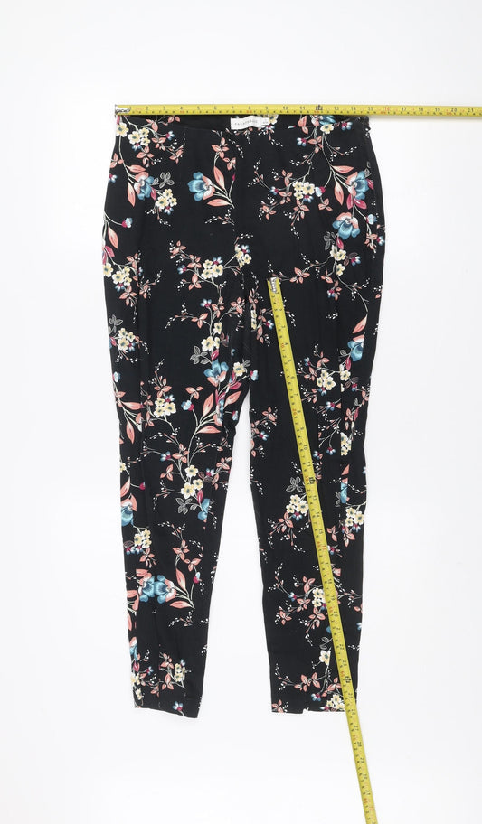 Paraphrase Women’s Black Floral Slim Fit Cotton Stretch Leggings Size S 10