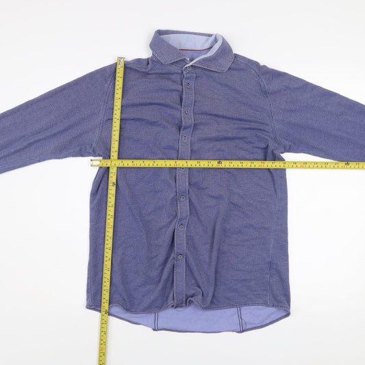 Benetti Mens Blue Long Sleeve Stretch Button-Up Shirt Size L