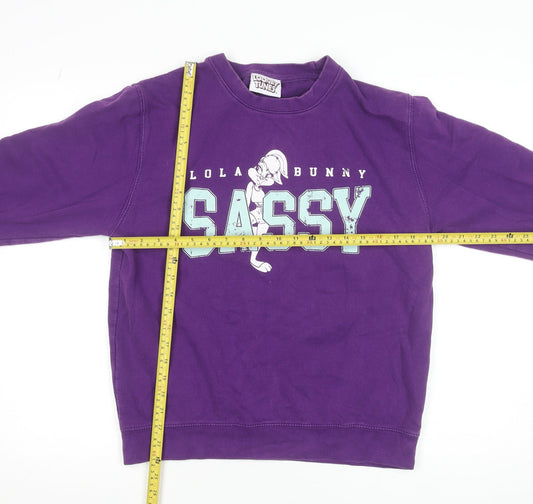 Womens UK Size 8-10 Looney Tunes Purple Pullover Sweatshirt