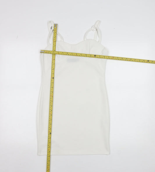 PrettyLittleThing Women White UK 12 Bodycon Mini Dress Polyester Blend