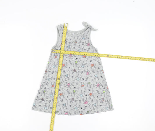 Baby Gap Girls Grey Animal Print A-Line Sleeveless Dress 3 Years