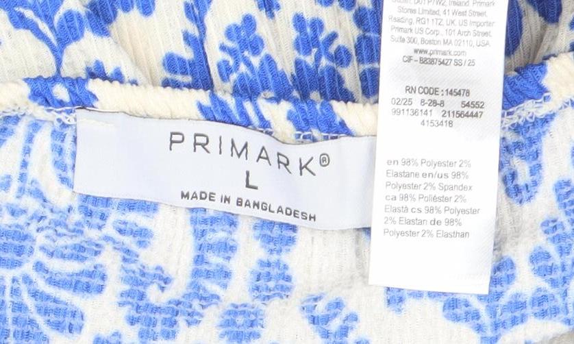 Primark Women Blue Floral Slip Dress Size L Lightweight Summer