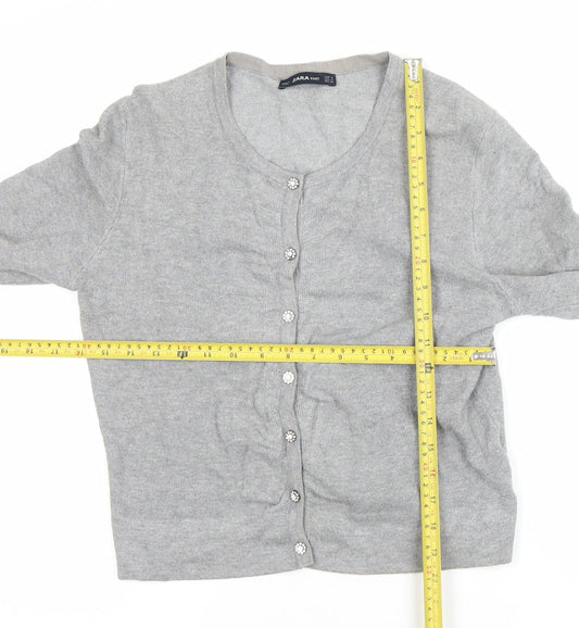 Womens UK Size S Zara Grey Cardigan Jumper