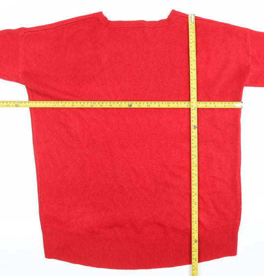 Primark Women's Red Acrylic Knit Crew Neck Pullover Jumper M