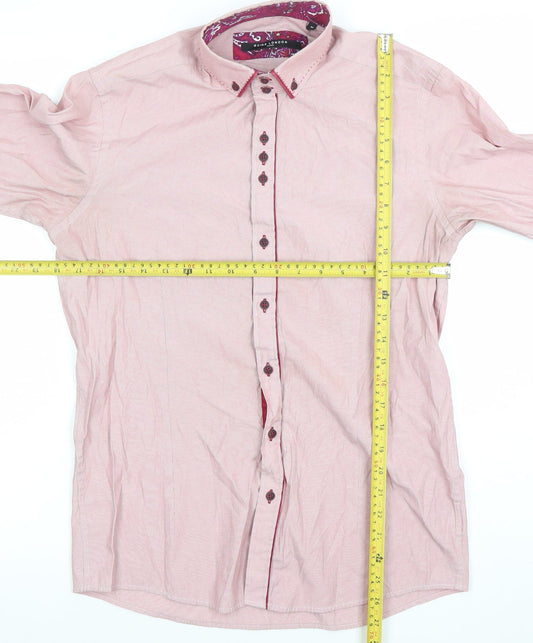 Mens UK Collar Size M Guide London Smart Pink Dress Shirt