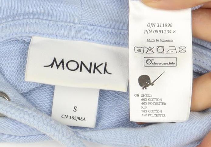 Womens UK Size S Monki Blue Pullover Hoodie
