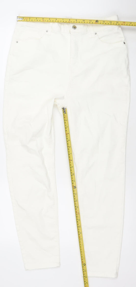 Primark Women White Skinny Jeans Size 16 Regular Fit Denim