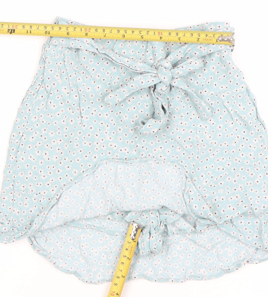 Pull & Bear Women’s Blue Floral A-Line Short Skirt XS