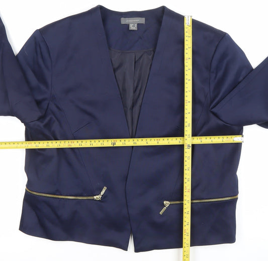 Atmosphere Women's Navy Blue Blazer Jacket Size 18 Lined Zip Detail