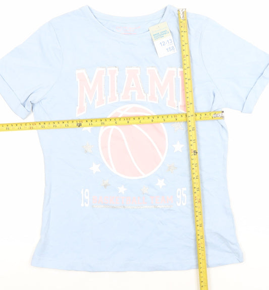 Primark Girls Blue Miami Basketball Graphic T-Shirt 12-13 Years