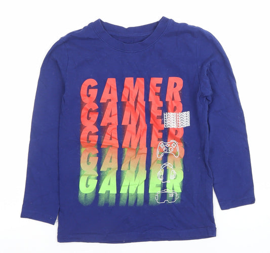 Boys UK Size 5-6 Years Dunnes Stores Blue Pullover T-Shirt