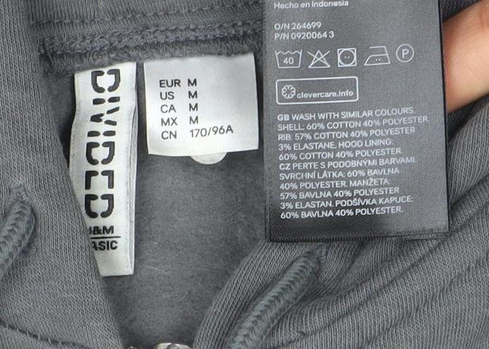Mens UK Size M Divided Grey Full Zip Hoodie
