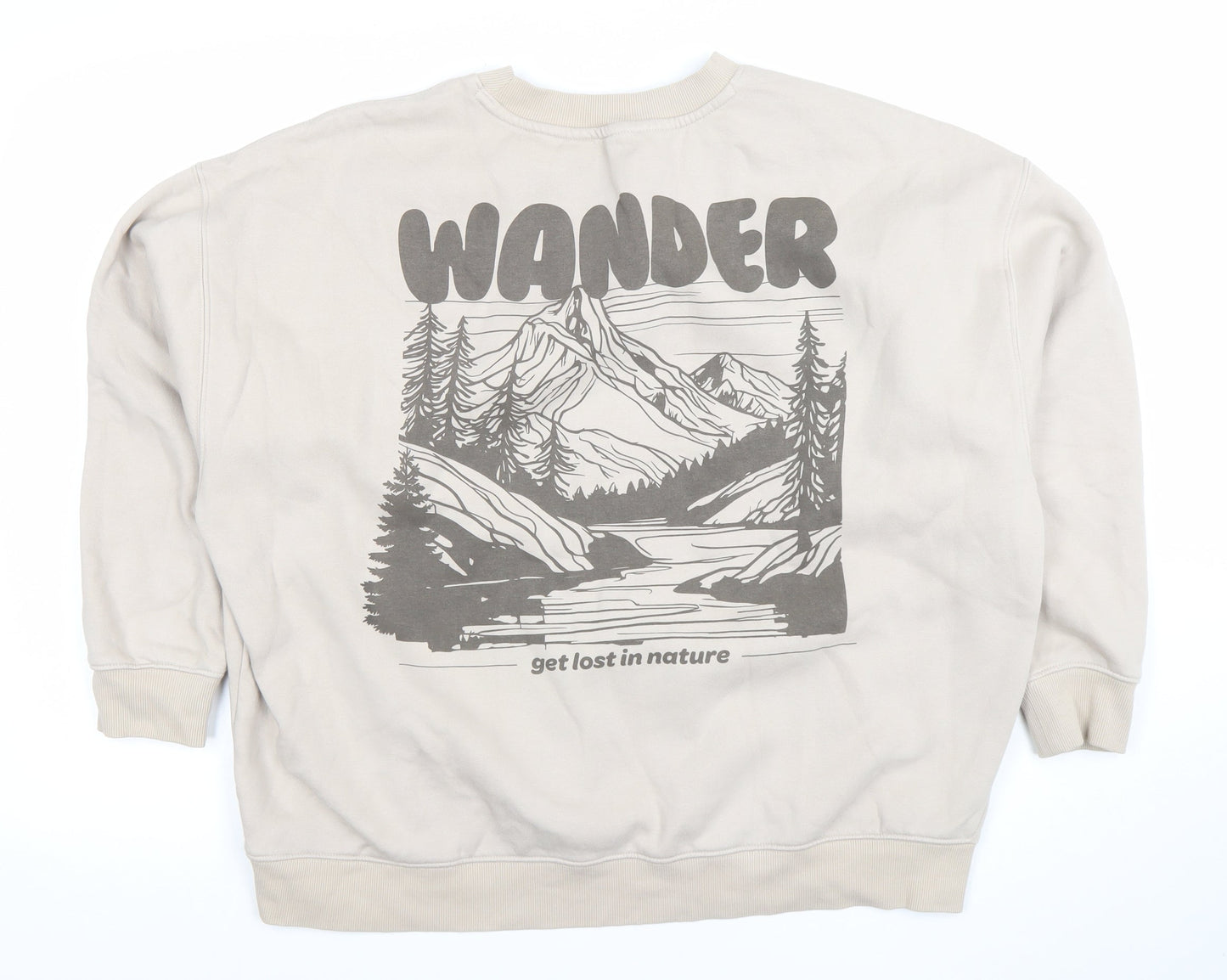 Primark Cares Women Beige Graphic Pullover Sweatshirt Size M