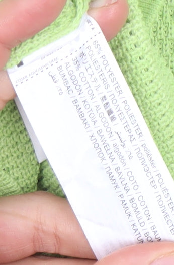 MNG Women’s Green Knit Cropped Polo Shirt Size M