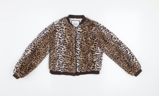 Girls UK Size 7 Years All That Sparkles Brown Bomber Jacket