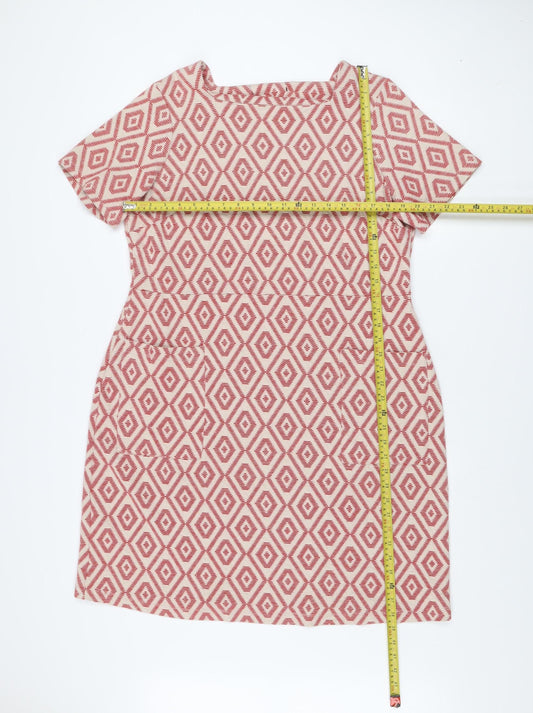 Next Women Red Geometric Shift Dress Size 20 Short Sleeve Knee Length