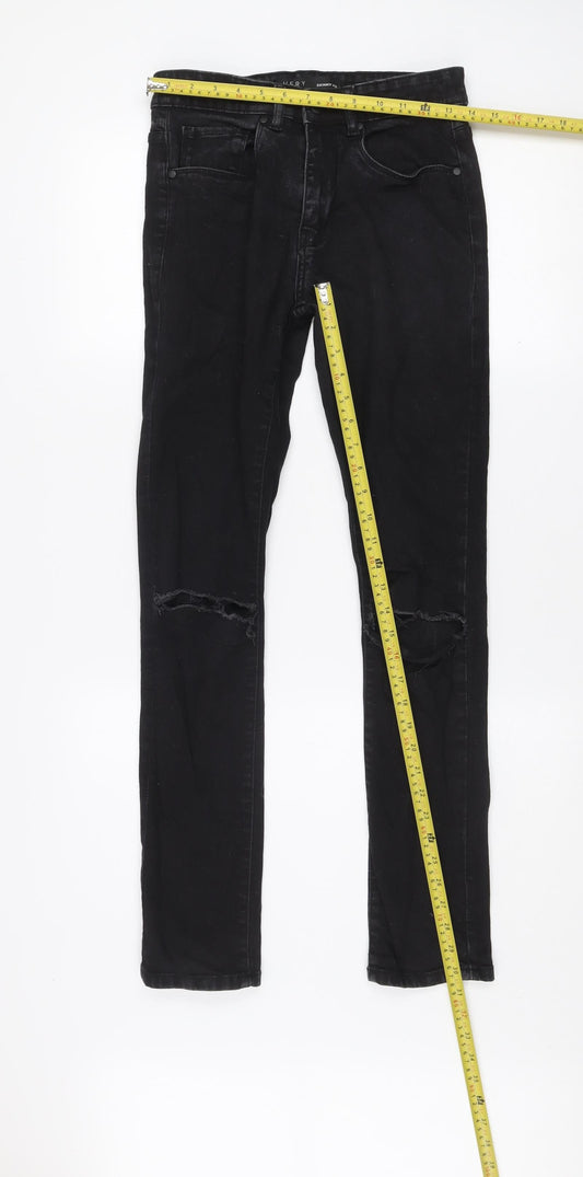 Very Man Black Skinny Fit Jeans Men’s Waist 28 Regular Distressed Denim