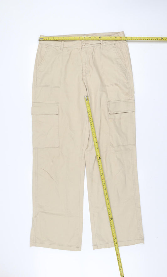 Denim Co Beige Cotton Cargo Trousers Women’s Size 12 Regular