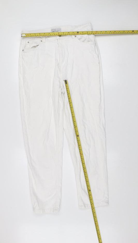 Primark Women’s White Straight Jeans Size 14 Regular Fit Denim