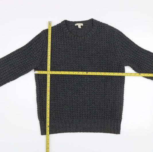 Gap Men’s Grey Waffle-Knit Cotton Blend Crew Neck Jumper Size S